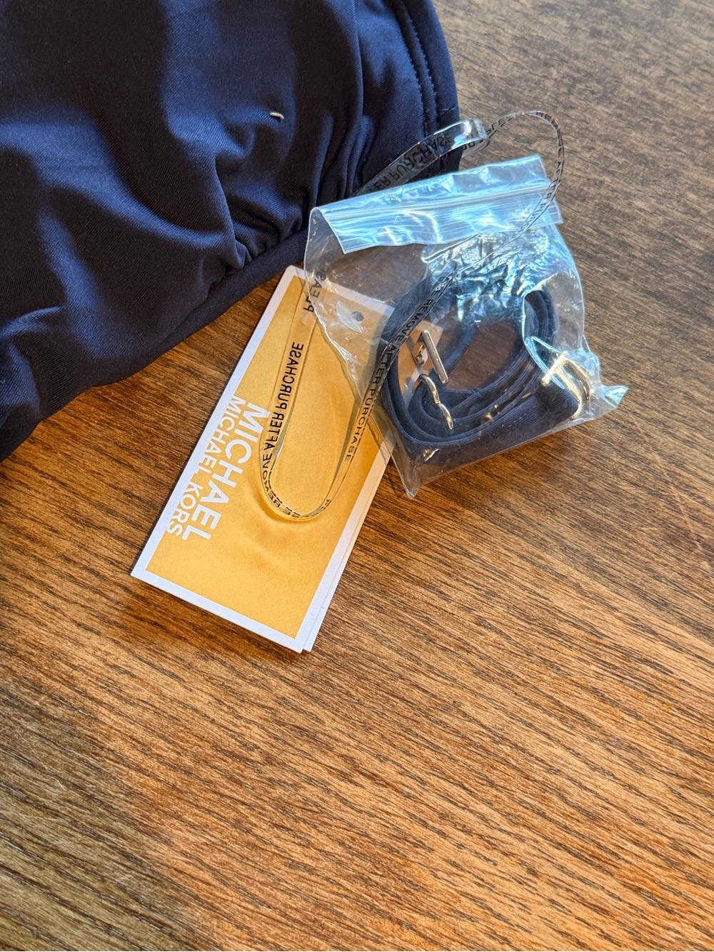 Michael Kors navy One-Shoulder Cutout Swimsuit with Gold Ring Detail - Picture 2 of 8